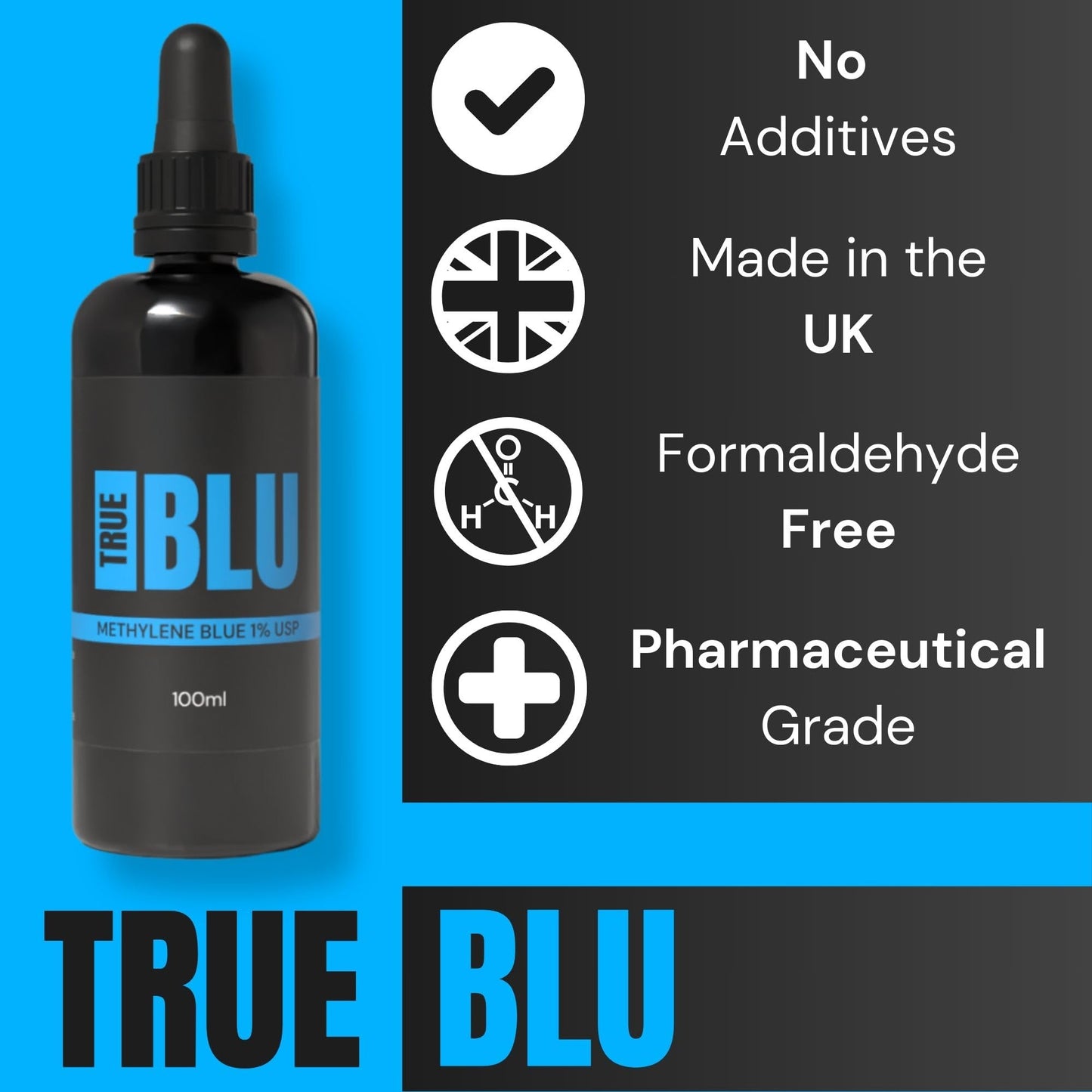 True Blu | 100ml Methylene Blue 1% Aqueous Solution – USP Grade